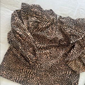 Ulla Johnson Tan Cream Ruffled Long Sleeve Blouse